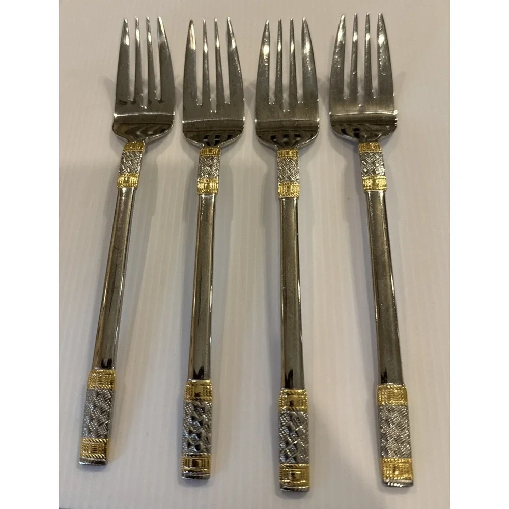 Wallace Golden Corsica Salad Forks Fork Set Of 4 Stainless 18/10 Flatware 7 1/2